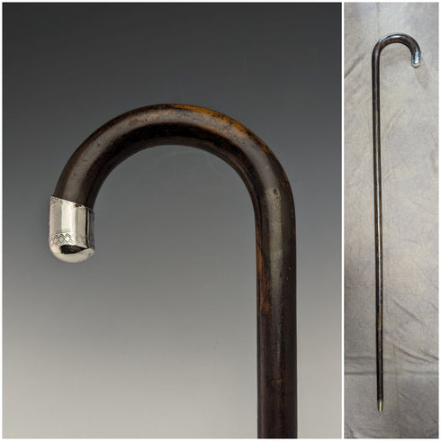 1931年 英国ヴィンテージ 紳士用ステッキ 純銀装飾 ブラウンシャフト 92cm